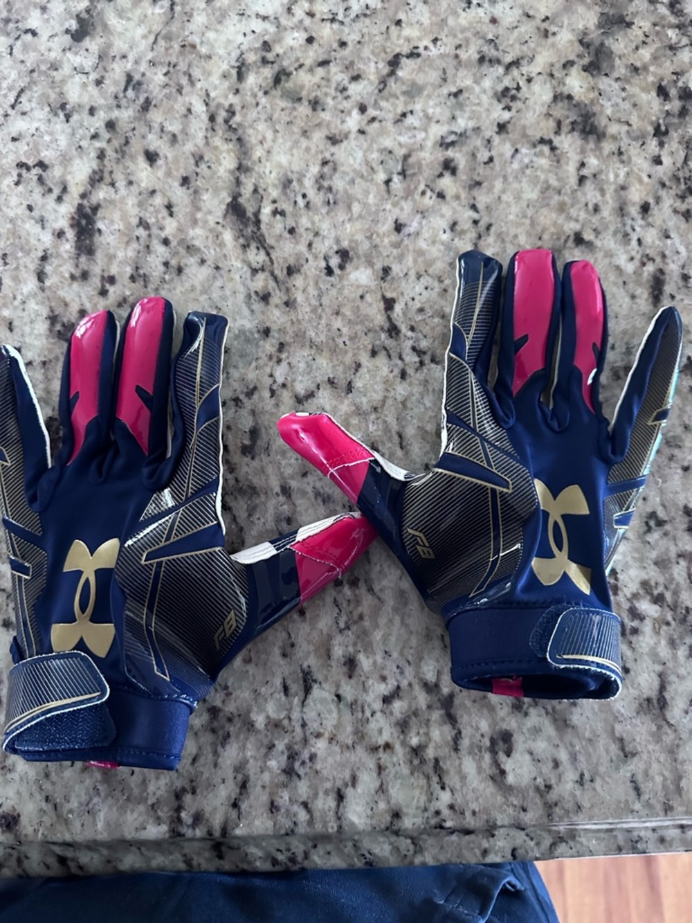 Under Armour Navy football gloves